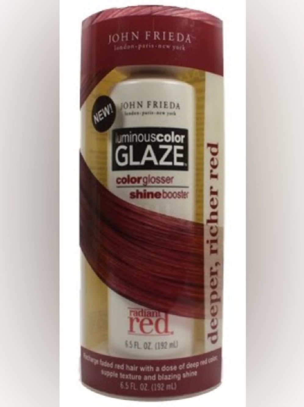 NIB John Frieda Luminous Color Glaze Radiant Red color-enhancing gloss